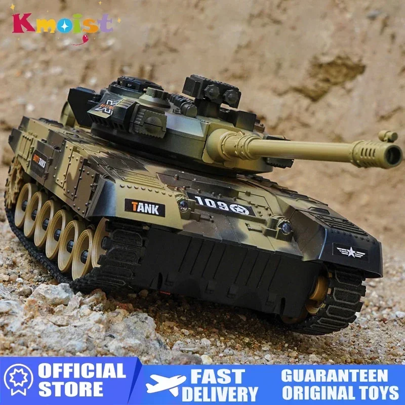 Vue de dessus du Robot Tank Télécommandé Tiger Blue, jouet RC 2.4GHz pour enfants avec antenne