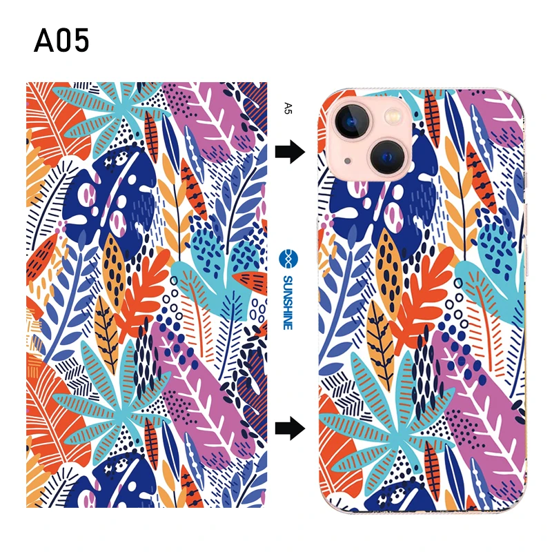 50PCs Sunshine Mobile Phone Skin Protective Back Film for Cutting Machine Embossed Print Back Cover Glass Protector Sticker