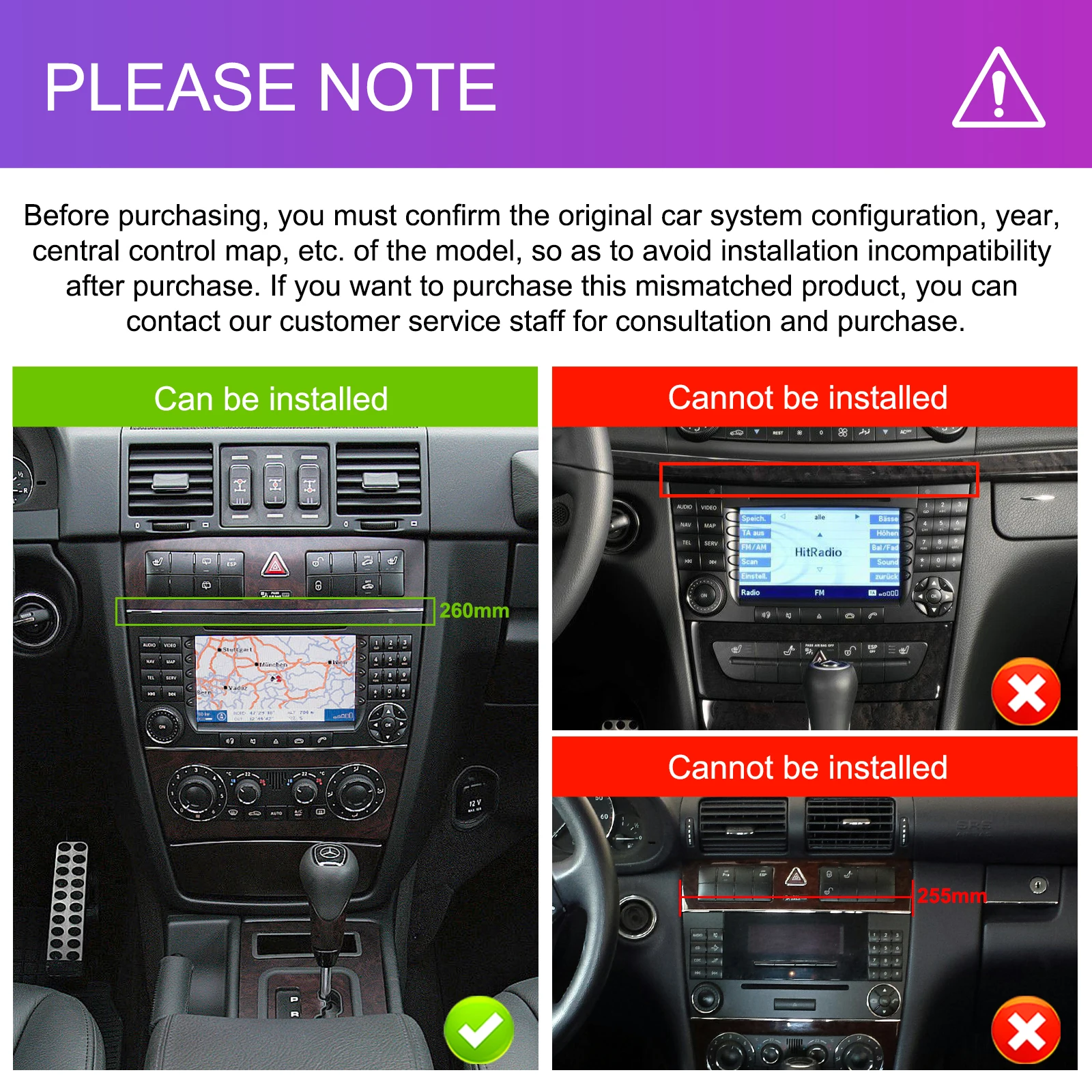 Podofo 7 ''Wireless Carplay para Mercedes Benz Clase C W203 2004-2007/Clase CLC W203 2008-2010, Radio para Auto, Reproductor Multimedia Android, Estéreo para Auto, GPS, Navegador 2