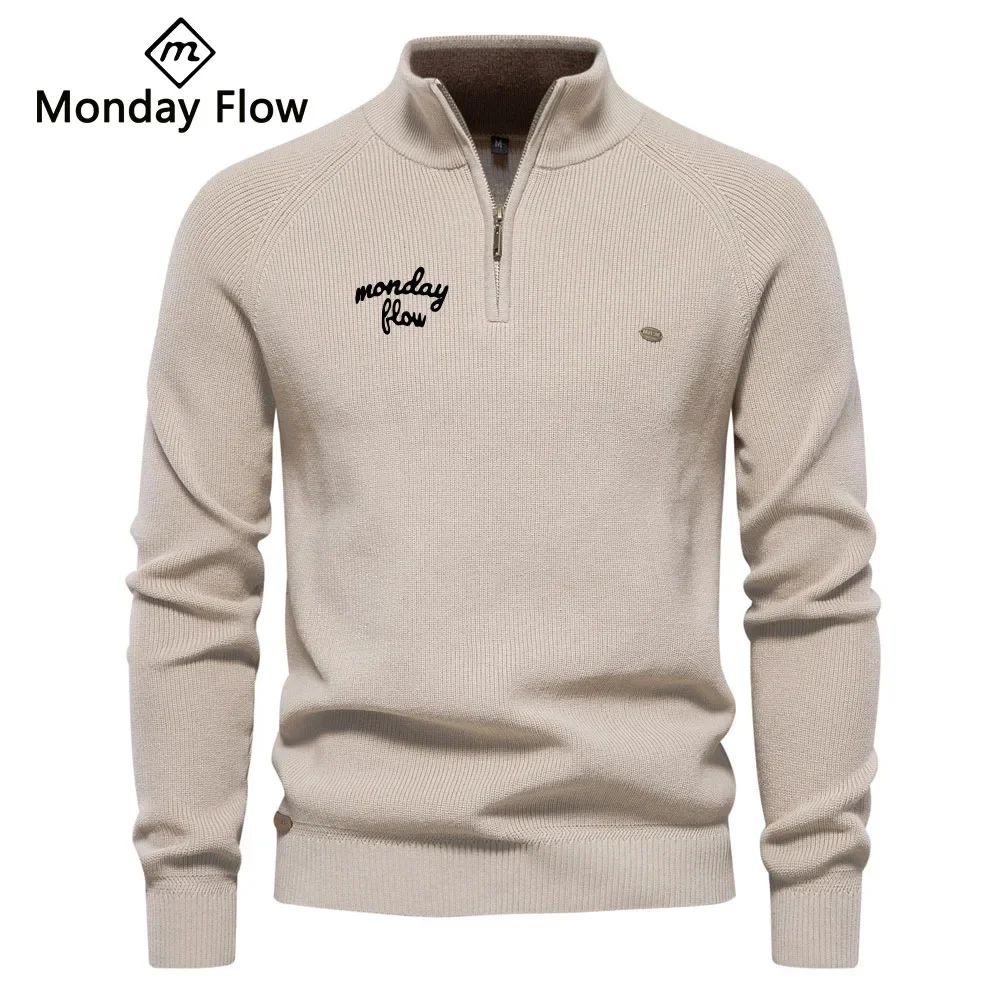 

Mondayflow winter Men's Golf Sweater Long Sleeve Round Neck Outdoor Casual Brand Pullover Fashion Brand Knitted Sweater Jacket