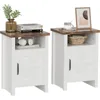 Modern Nightstand with Shelf and Barn Door, Set of 2 for Bedroom, Nightstand 1