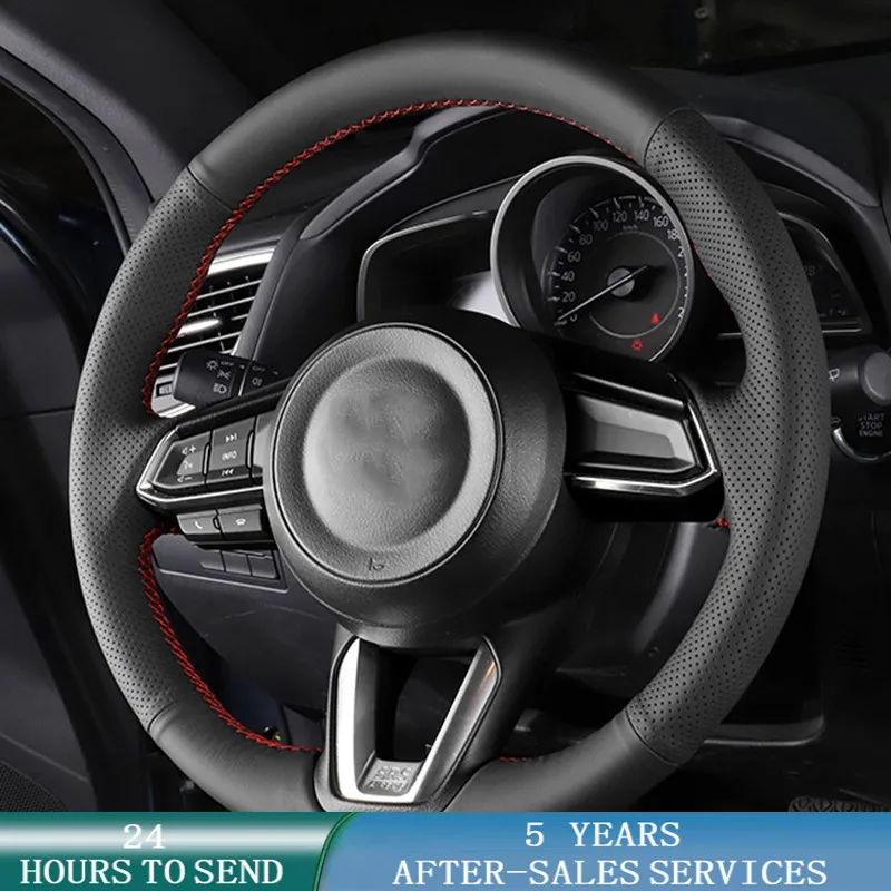 

Customized Car Steering Wheel Cover Cowhide Leather Car Accessories For Mazda 3 Axela 2017-2018 Mazda 6 Atenza CX-3 CX-5 CX-9