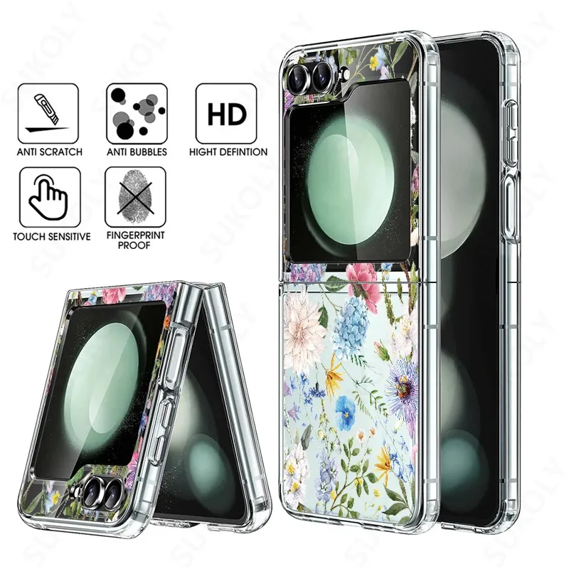 Flower Pattern Shockproof Transparent Folding Phone Case