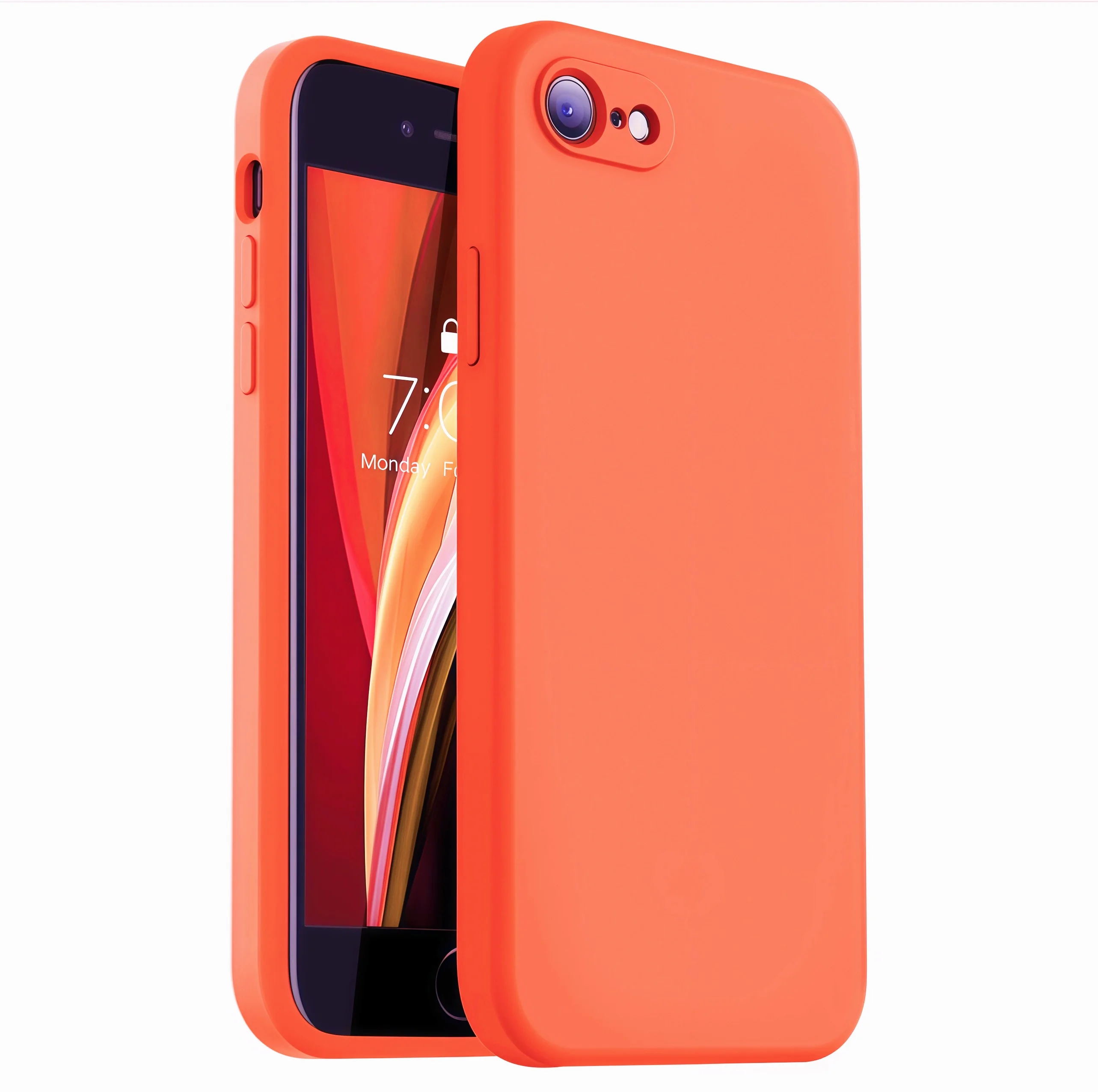 Vibrant Orange Shockproof Liquid Silicone Phone Case