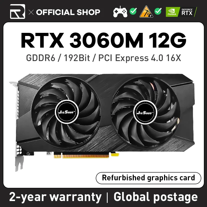 JIESHUO NVIDIA RTX 3060M 12 ГБ чип на ноутбук игровая видеокарта GDDR6 3060 бит GPU rtx3060m 12g ПК настольный видеоофис M RTX