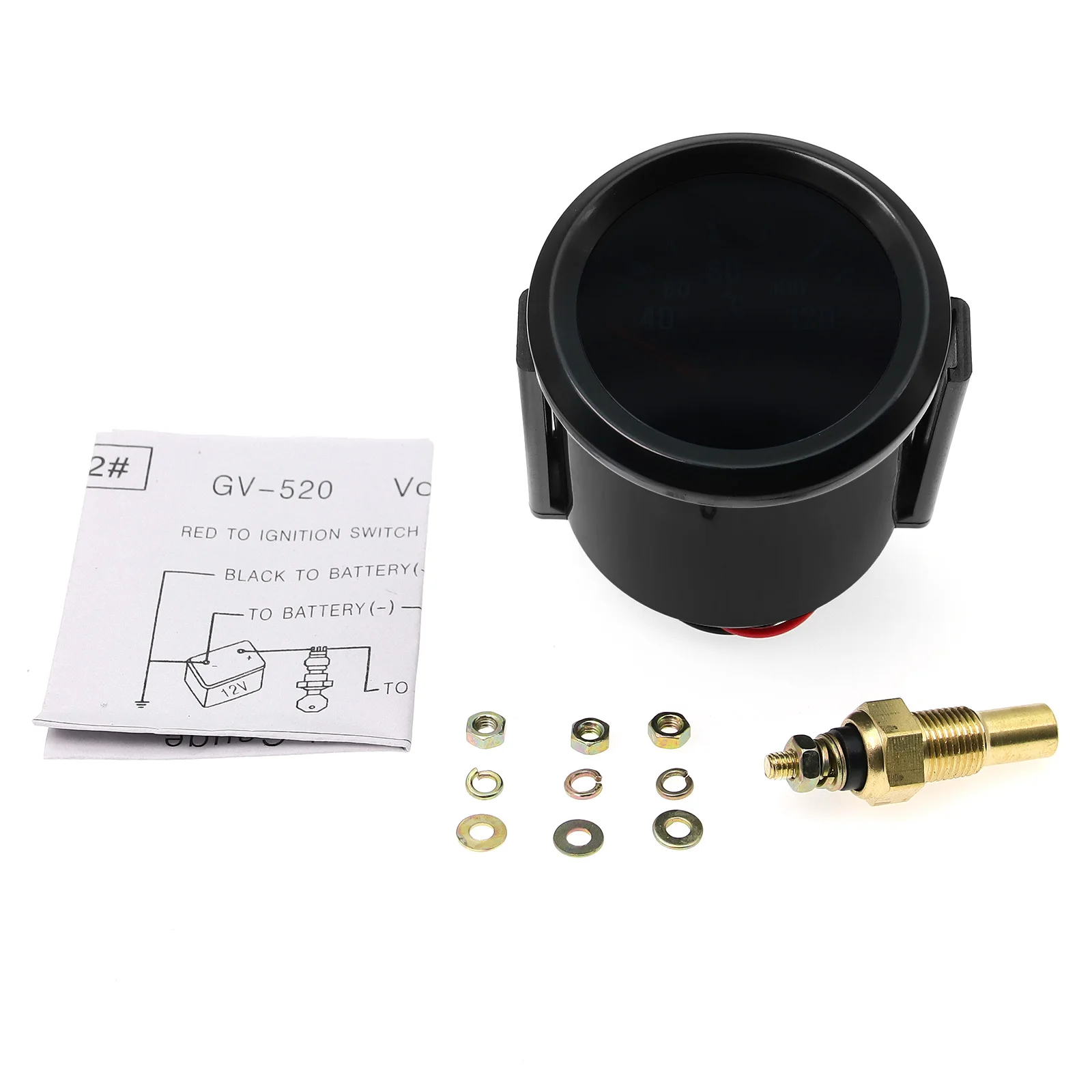 MAIMEIMI 252mm 센서 포함 오일 온도 게이지 50-150 ℃ 가솔린 경주용 자동차 12V용 연기 렌즈 오일 온도 측정기