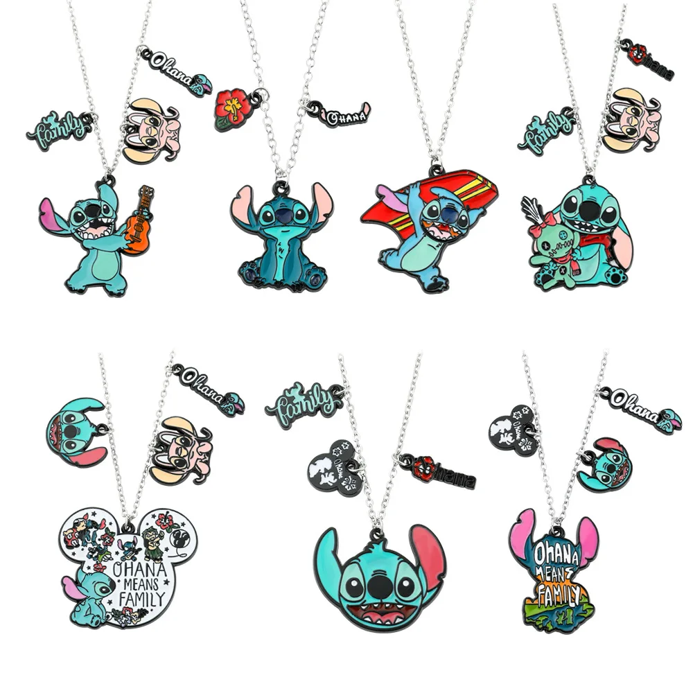 

Disney New Lilo Stitch Necklace Anime Fashion Jewelry Accessories Cartoon Cute Necklace Good Friend Birthday Christmas Gift