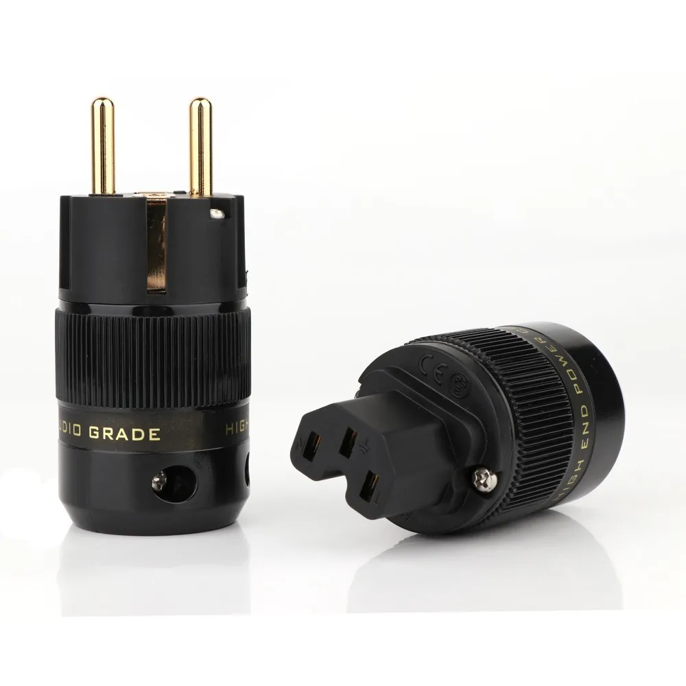 Schuko Plug eu Masculino e Feminino Plug Power Banhado a Ouro 24k Prata Ródio Faça Você Mesmo Hifi Europeu Alta Qualidade P077ebr - Image 2