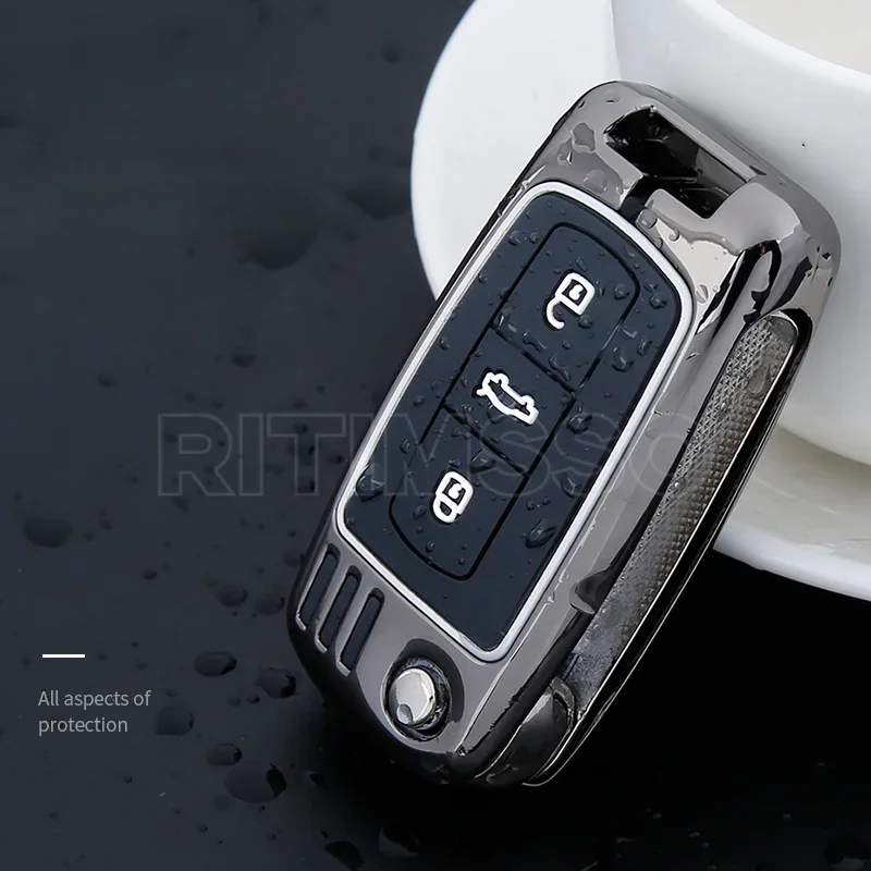 Coque De Clé Pliable Pour Bentley (Mulsanne, Flying Spur, Continental, Etc.) - À 3 Boutons, Design Sobre