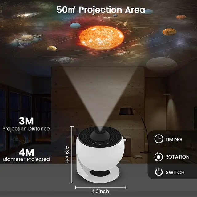 Projecteur LED d'étoiles et de galaxie 12 en 1, planétarium, ciel étoilé,  lampe pour chambre