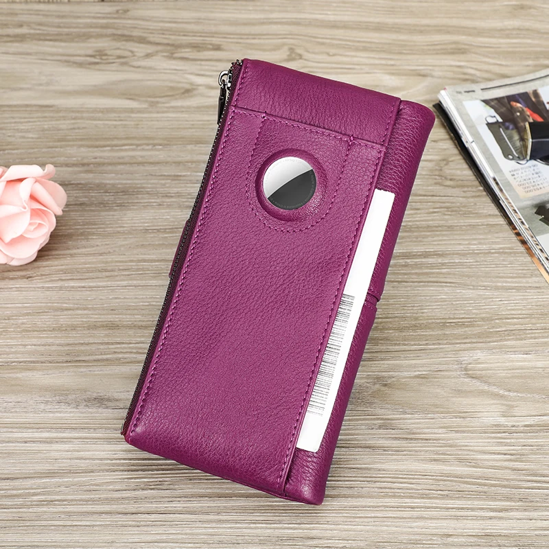 CONTACT'S Genuine Leather Long Wallets for Women Full Grain Leather AirTag Purse Card Holder Money Clip Coin Purse Clutch Wallet women wallet leather wallet coin purse wallet women coin purse women purse card wallet