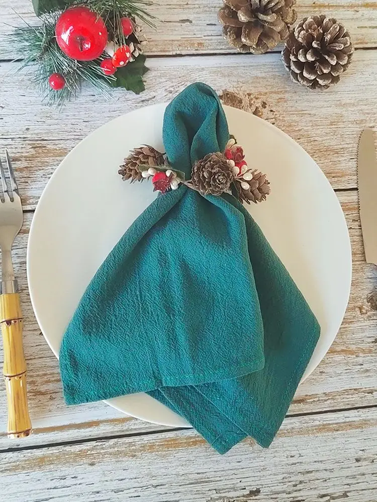 Description Picture 5 of itemSet of 4 Hotel Serving Cloth Napkins 30x45cm Cotton Fabric Serviette Kitchen Tea Table Towels for Farmhouse Wedding Decoration