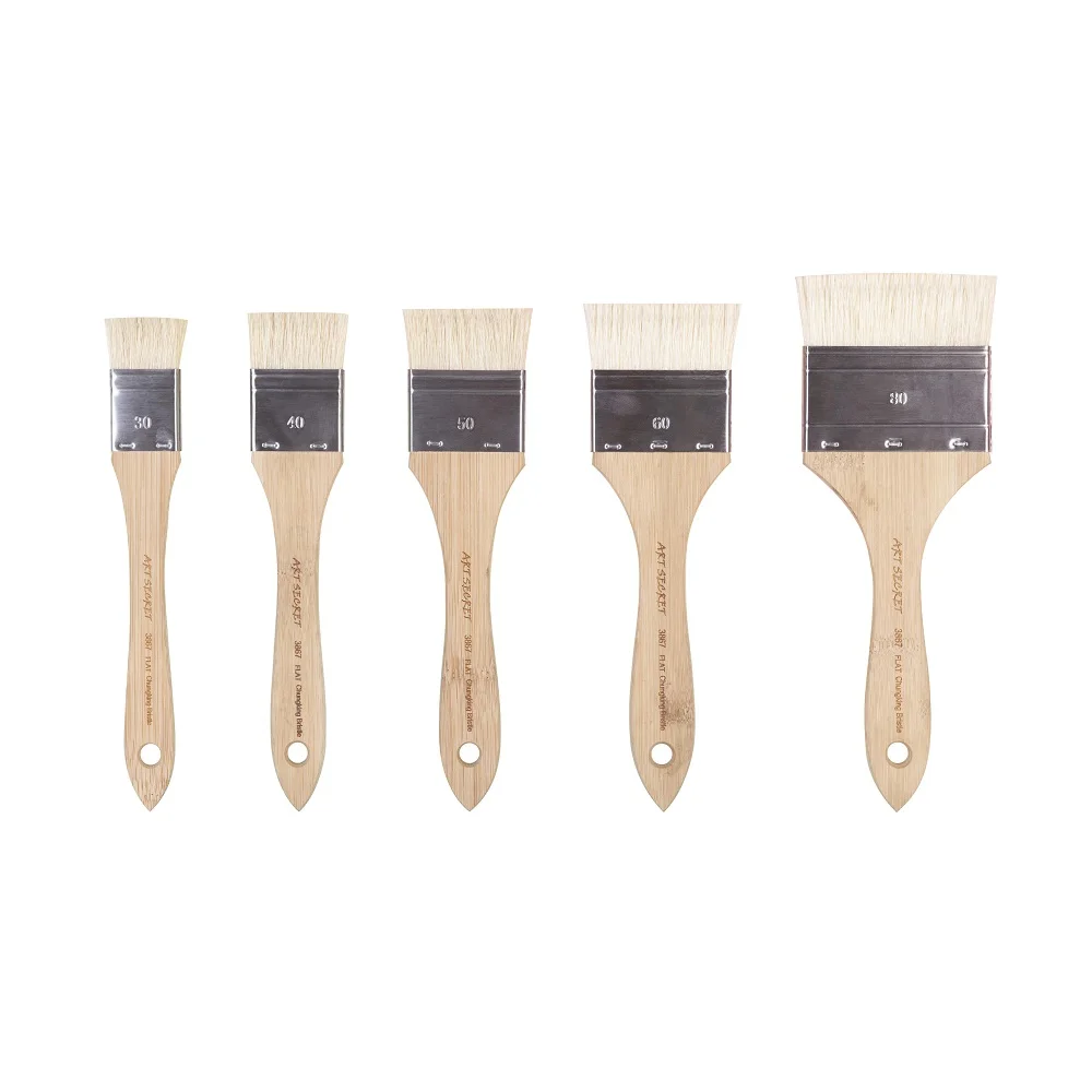 ArtSecret Free Shipping 3867F Paintbrush One Piece Chunking Bristle Hair Wooden Handle Acrylic Oil Gesso Paint Art Brush