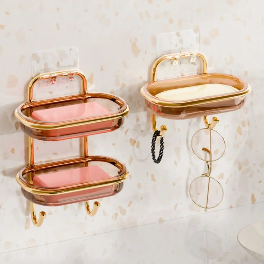 

Настенный держатель для мыла без перфорации, однослойный/двухслойный съемный поднос для хранения мыла, дренажная Водонепроницаемая Бытовая мыльница