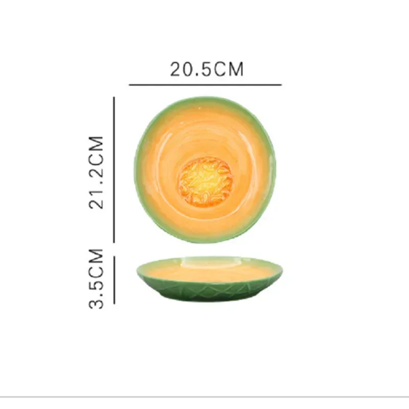Ceramic Fruit Shaped Creative Plate Salad Candy Fruit Dried Snacks Grid Plate Snack Bowl Children's Dish Dinner Japanese