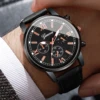 2/4/6pcs/set Men's Watch Combination Set Trendy Casual Business Style Men's Temperament Leather Watch Sport Style Watch No Box 5