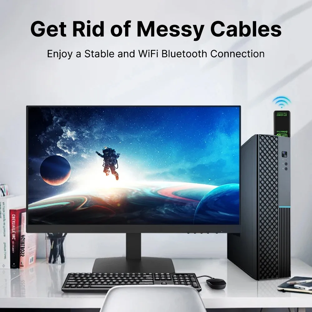 900Mbps USB 와이파이 블루투스 5.4 어댑터 2in1 동글 듀얼 밴드 2.4G 5GHz USB 와이파이 6 네트워크 카드 드라이버 불필요