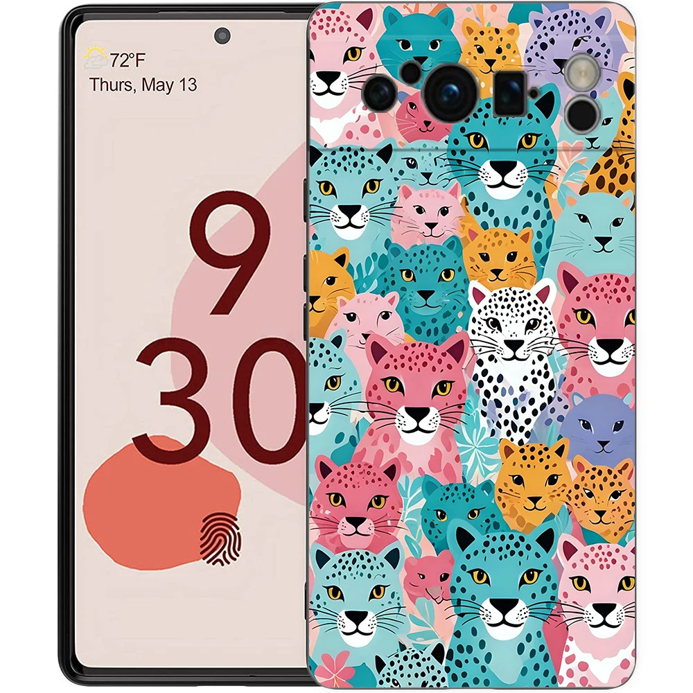 Luxury Black Soft TPU Phone Case with Pink Leopard Print Pattern