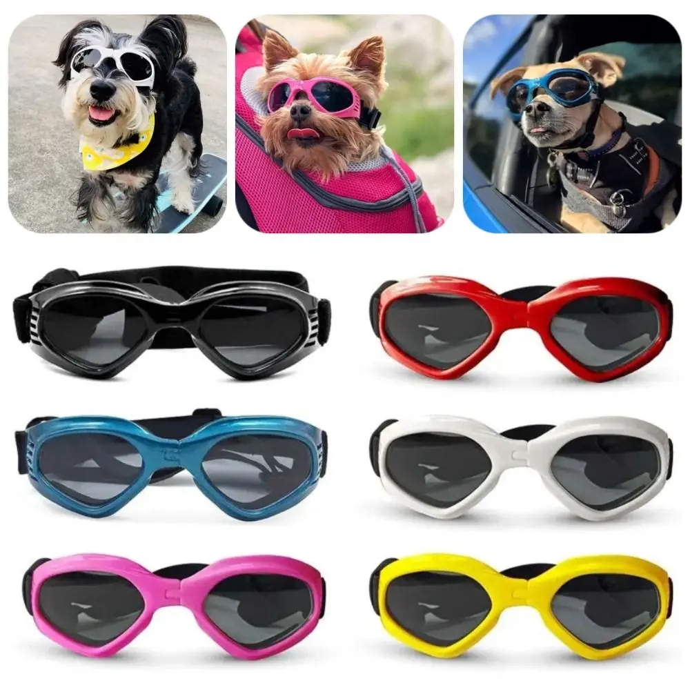 Comfortable To Wear Foldable Pet Sunglasses Adjustable Clear Vision Dog Eyewear Elastic Windproof Dogs Goggles Photography Prop