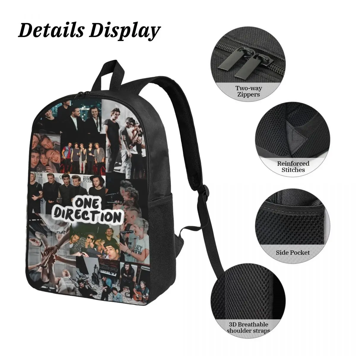 1D Boys Group One Directions Kids Backpack Lunch Box Pencil Boxes for Boys Girls Backpacks School bag Bookbag Set 3