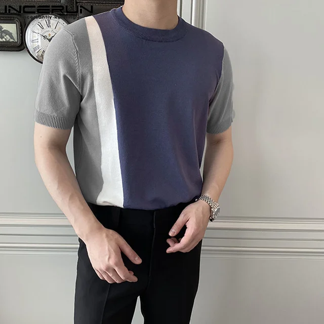 Camiseta Patchwork INCERUN: Tendência de Moda Masculina com Desconto de 40%