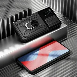Luxe Shockproof Case with Rotating Metal Ring Stand and Card Slot for Xiaomi Poco X6 5G (Black)