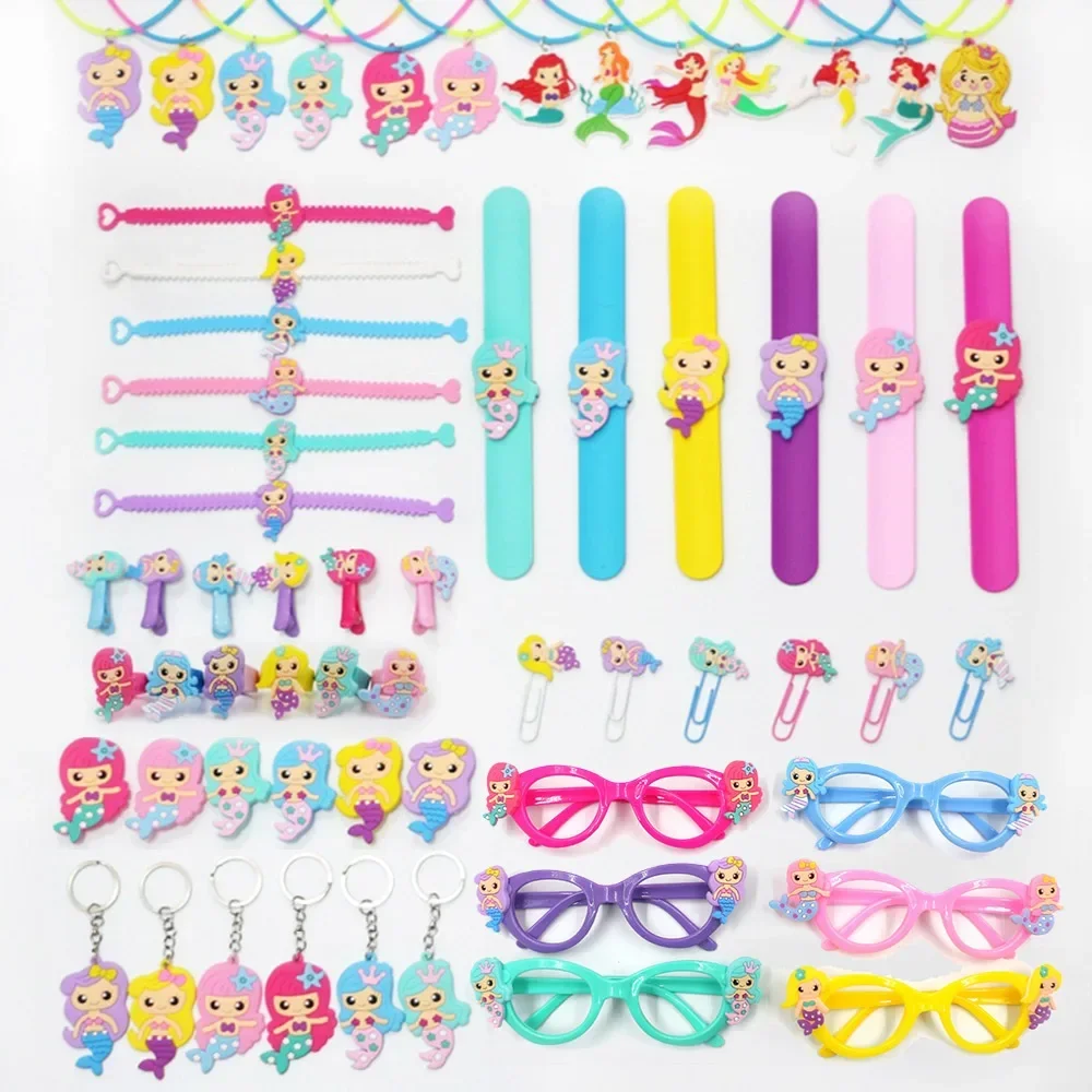 Little Mermaid Party Supplies Mermaid Bracelet Ring Necklace Keychain Birthday Party Decorations Kids Baby Shower Favors