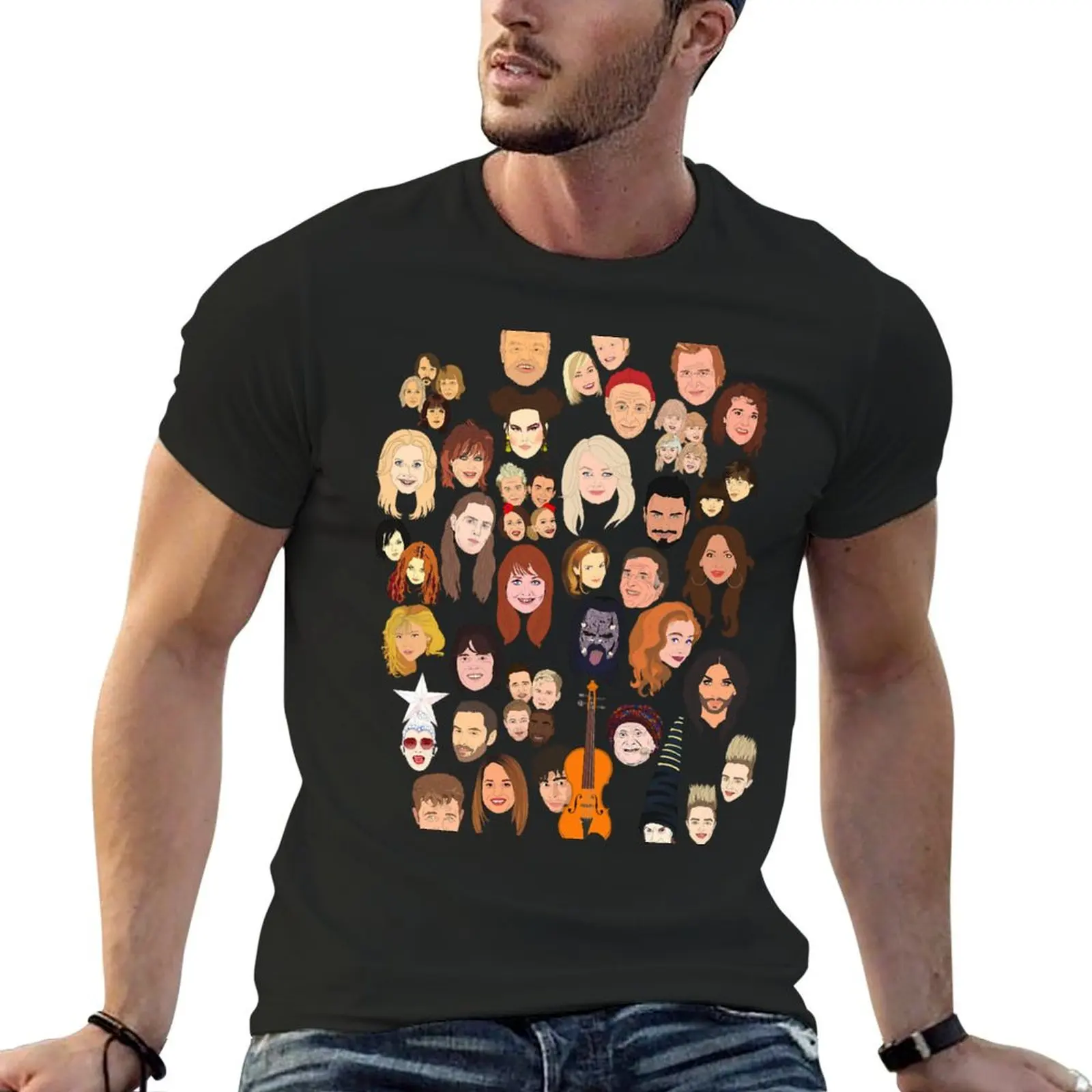 

Icons of the Eurovision Song Contest T-shirt summer top boys whites heavyweights anime clothes mens clothes