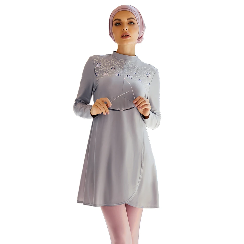

Muslim Sportswear Women Muslim Swimwear Embroidered Separate Surfing Diving Sunscreen Full Coverage Swimsuit Three Piece Set