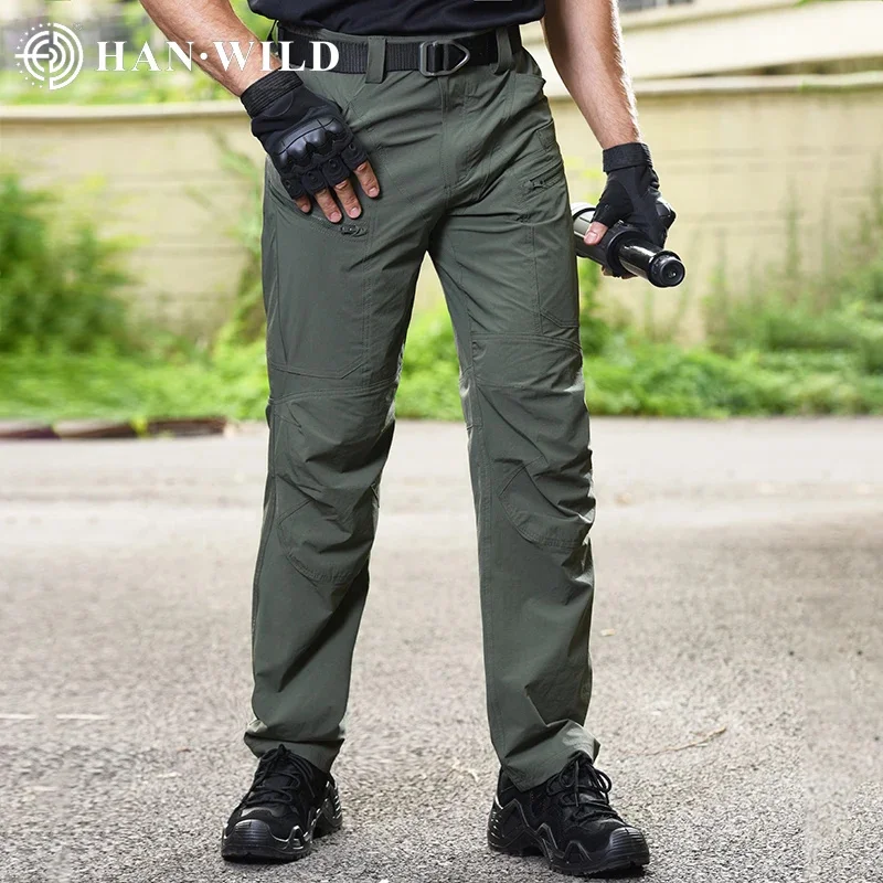 

HAN WILD Men Pants Military Clothing Lightweight Trousers Tactical Outdoor Army Quick Dry Cargo Casual Work