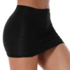 Womens Ladies Summer Elastic Waistband Ruched Mini Skirt Mid Waist Stretchy Shirring Bodycon Miniskirt Party Nightclub Costume 5