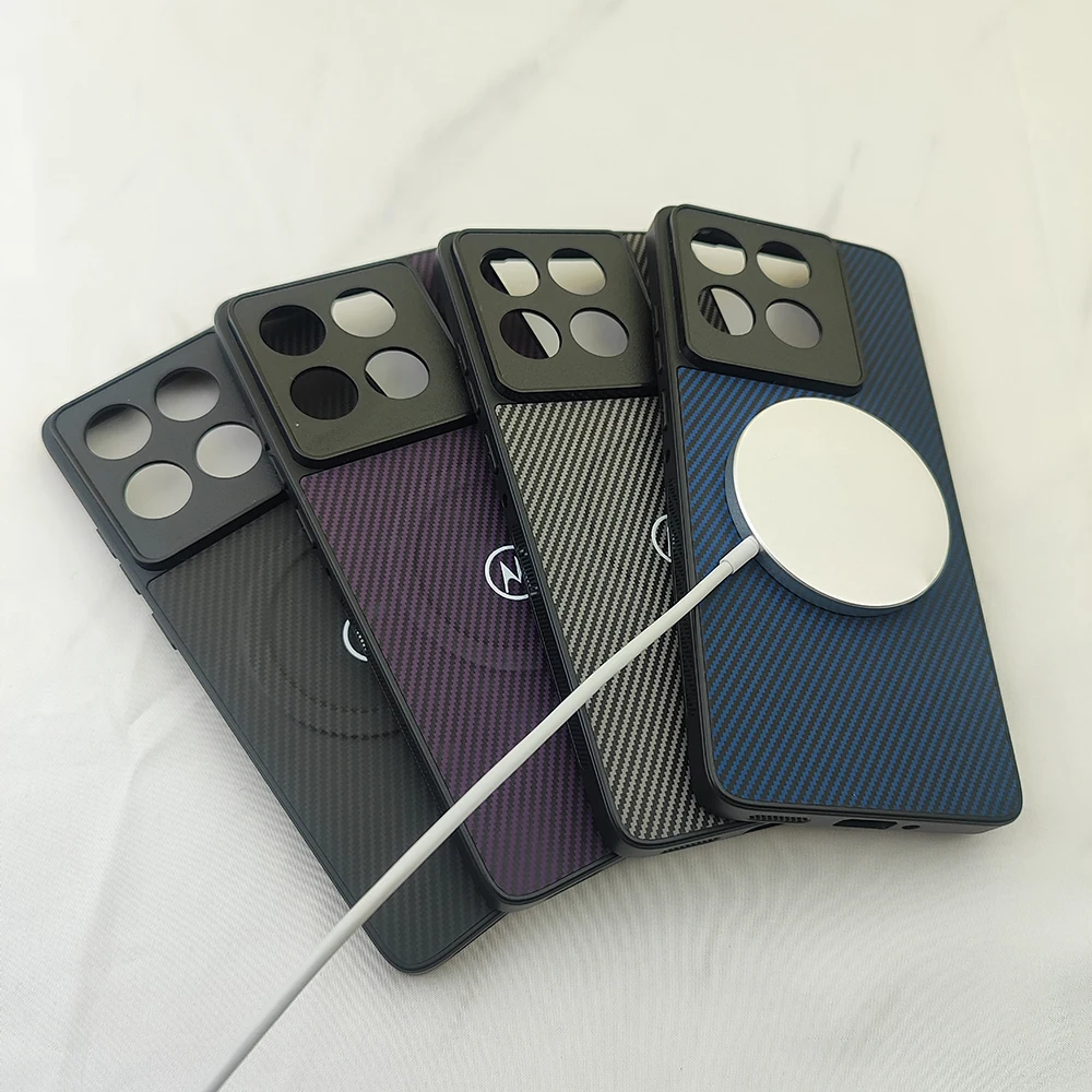 Luxury Magnetic Carbon Fiber Matte Phone Case with Protective Bumper Cover