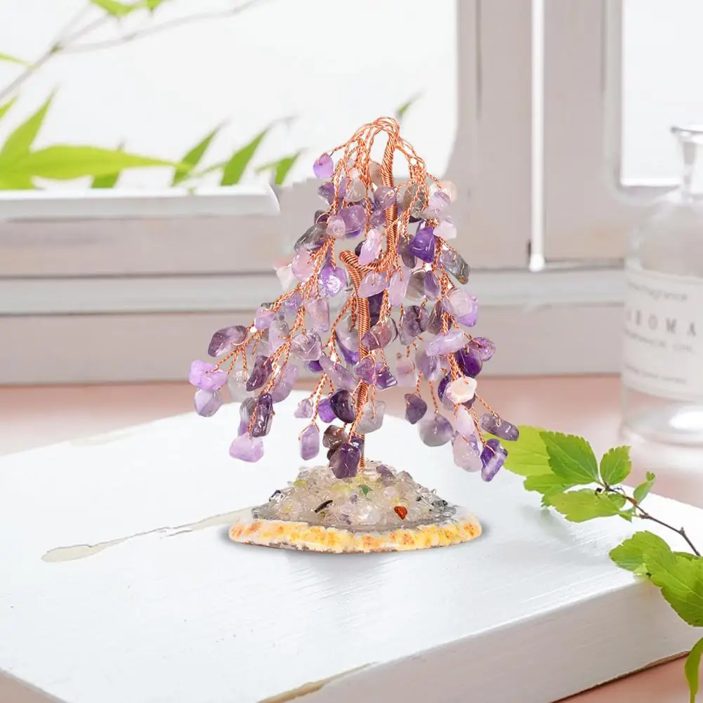 Desktop Bonsai Tree Decor Eco-friendly Healing Stone Faux Bonsai Tree Ornament with Vibrant Colors Natural Lucky Money for Home 1pc natural amethyst stones fortune tree tiger base figurines chakra stone lucky tree home decor healing crystal room decoration