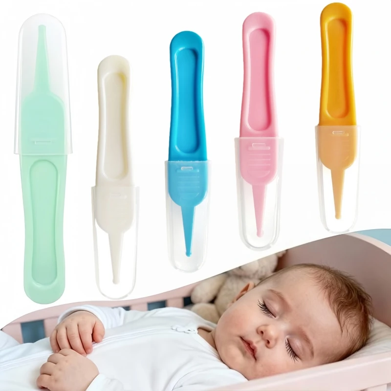 5 Colors Baby Nose Picker with Round Plastic Head Infant Nose Cleaning Tweezers Baby Care Cleaner Clips for Ear Nose Navel