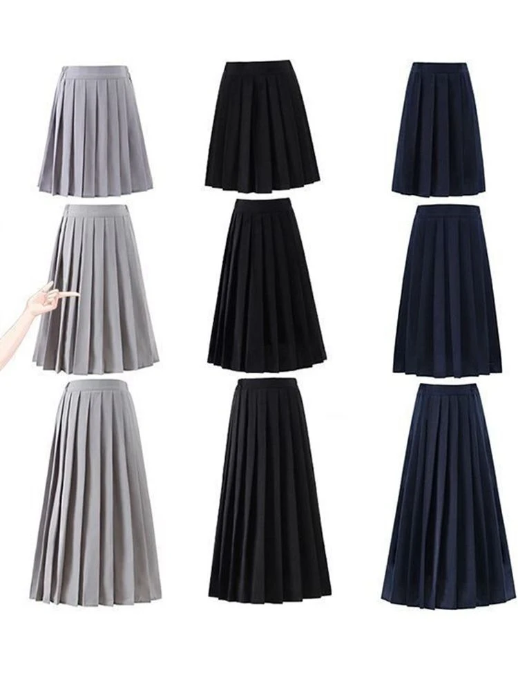 

Japanese Preppy Style Women Elastic Waist Long Midi Skirt Ladies Fashion Party Skirt Female Pleated Girls School Uniform Skirt