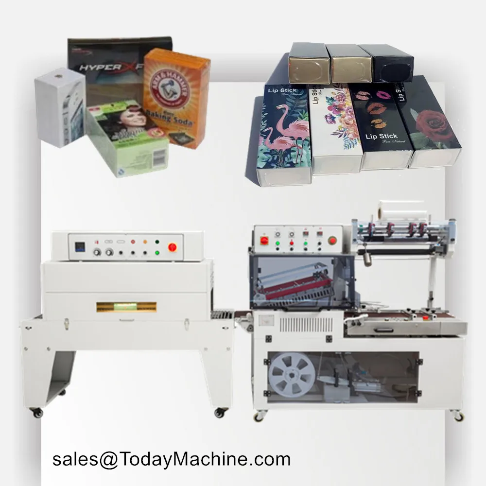 POF Film L Bar Sealing Cutting Shrinking Machine For Boxes Automatic L Type Packing Shrinking Machine For Paper Boxes