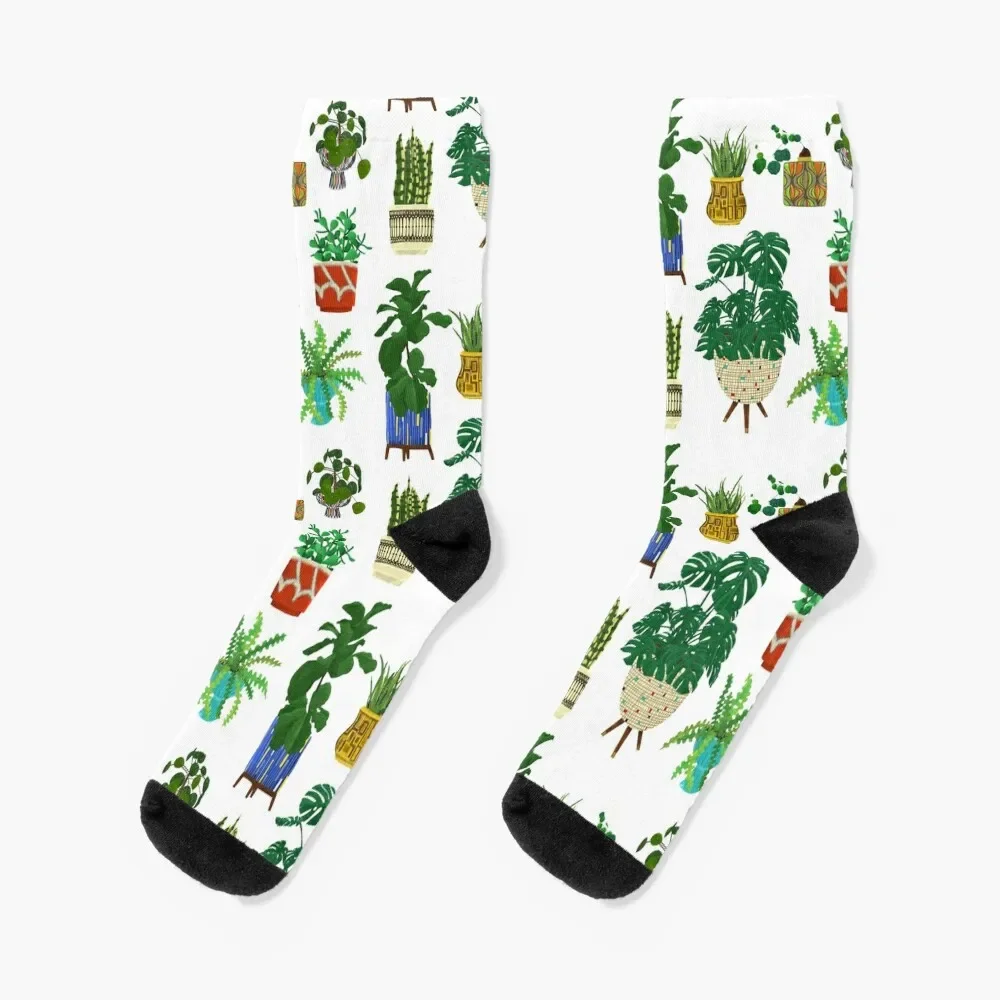 

Mid Century Modern Pottery with Plants Socks anti-slip anti slip football sports stockings Ladies Socks Men's