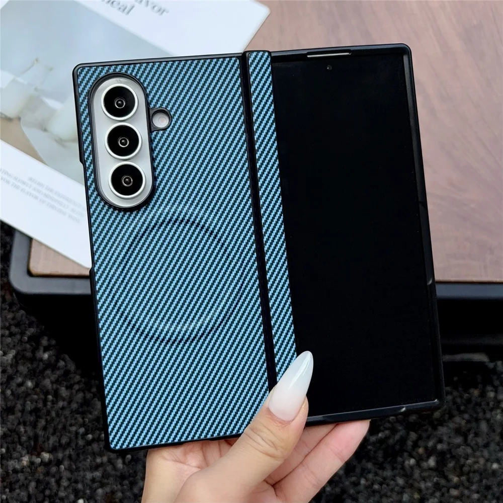 Luxury Carbon Fiber Magnetic Hinge Back Case