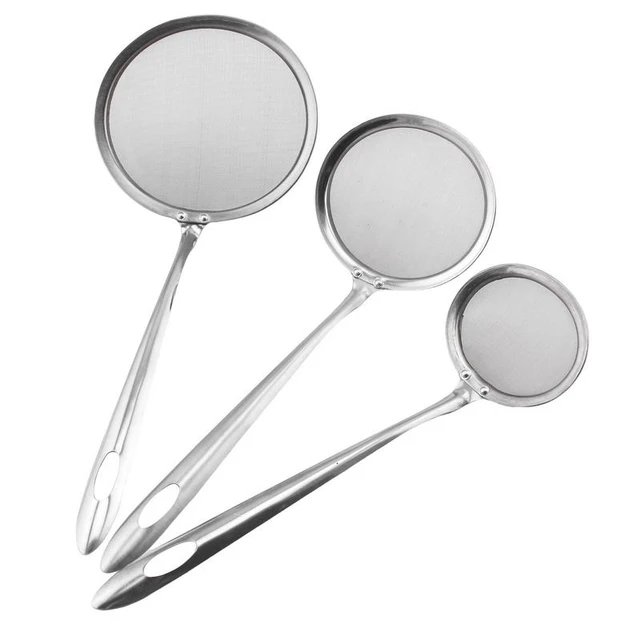 Safe Rustproof Stainless Steel Fine Mesh Strainers For Kitchen Fat Skimmer  Spoon With Handle Household Kitchen Tools - AliExpress