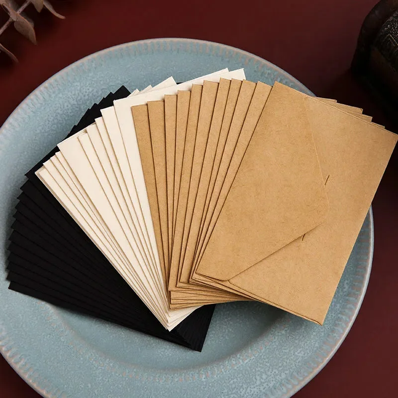 20PCS Classical White Black Kraft Blank Mini Paper Window Envelopes Wedding Invitation Envelope Gift Envelope 50pcs set vintage brown white kraft blank mini paper window envelopes wedding invitation envelope gift envelope a colo