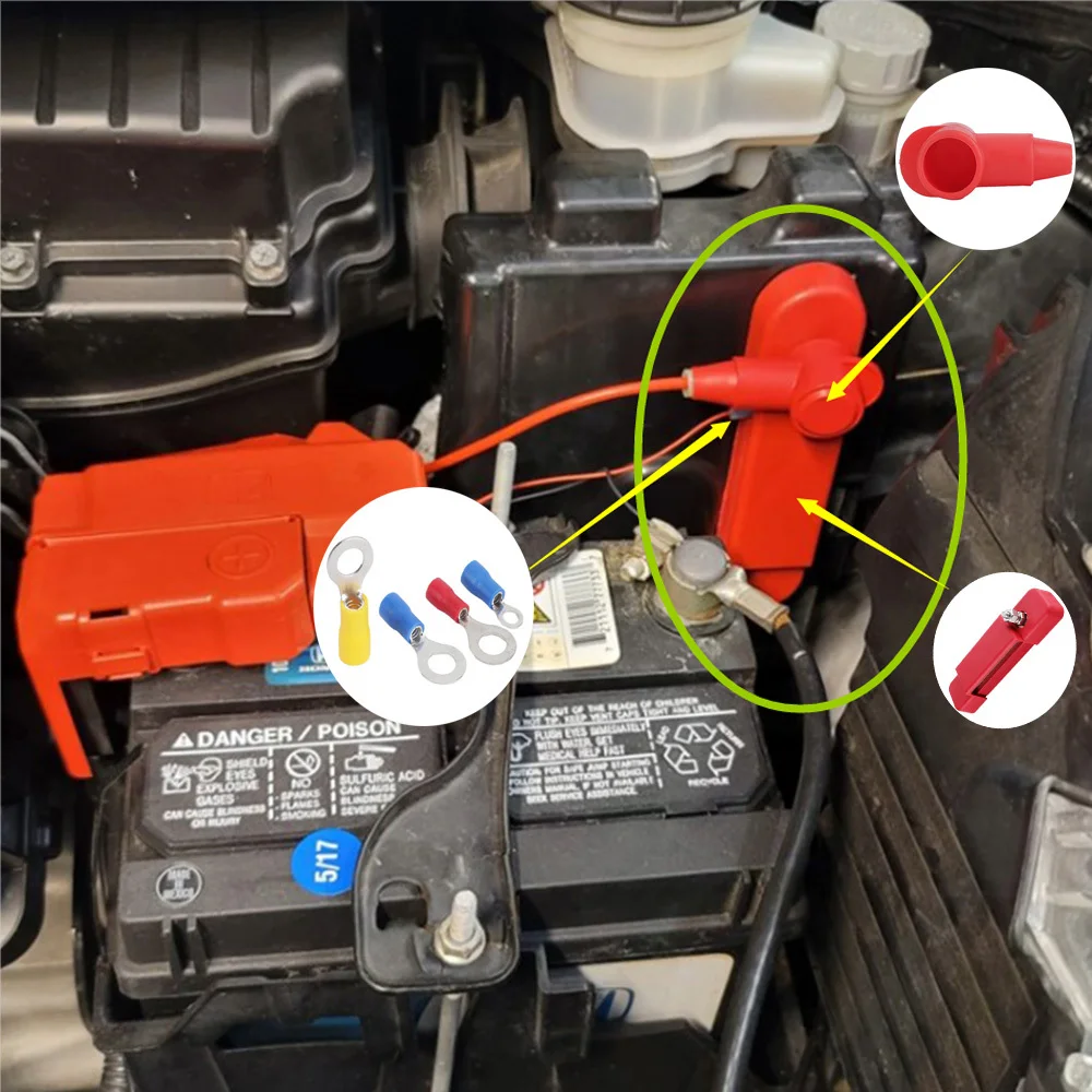 Paar schwarz-rote Stromverteilungsblock-Sammelschienen-M8-Anschlussbolzen  für Autos, Wohnmobile, Schiffe, Yachten