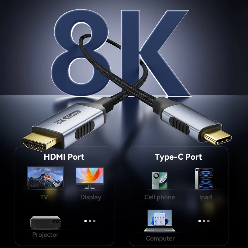 รูปสินค้า สาย USB-C เป็น HDMI 8K รองรับ Thunderbolt/iPhone/Galaxy