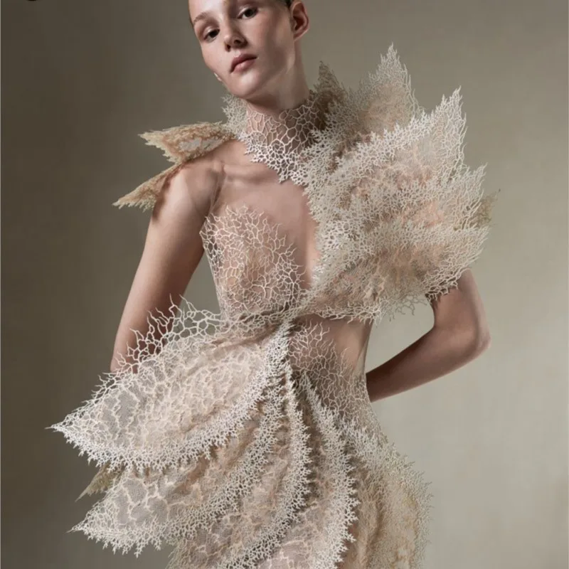 

2023 New High Quality Luxury White O Neck Ruffles Short Cocktail Dresses Mini Prom Dress petal Lace Party Vestidos