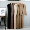 2024 New Fashionable Knitted Sweater Dress Set For Women Autumn Winter Stylish Sleeveless Long Sweater Dress Tops Two-piece Se 2