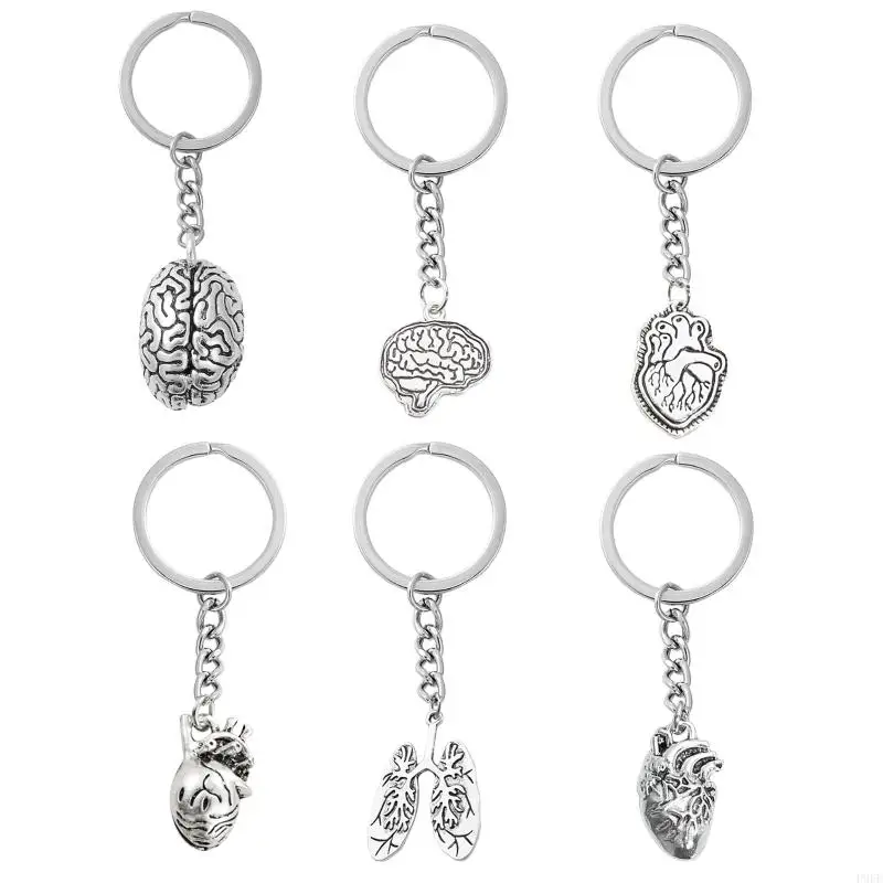P9FE Anatomical Brain Keychain Brain Organ Pendant Keychain 3D