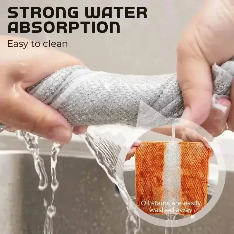 Steel Wire Cleaning Cloth Microfiber Mesh Dishrag Kitchen Towel