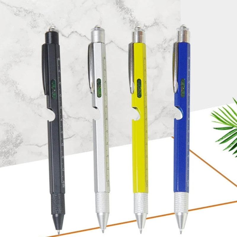 Set Di 2 Penne Multiuso 9 In 1 Con LED, Livella, Cacciavite E Pennino - Regalo Uomo Fai Da Te