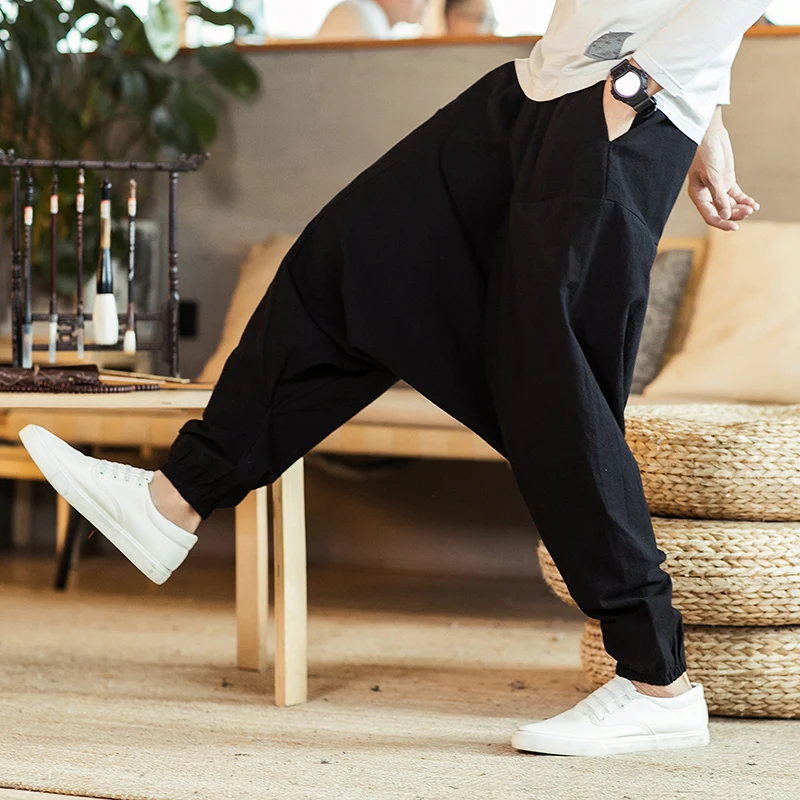 New Harem Pants Men Solid Loose Casual Mens Korean Style Cotton Plus Size Sweatpants Hot Sale Male Trousers  Mens Pants