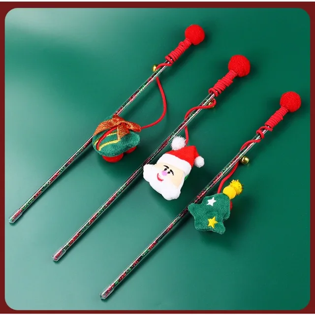 Cat Toys Cats Teasing Sticks Christmas Cute Cat Stick Santa Claus Elk Pet Toys Enjoy Yourself Soothing Cat Supplies Christmas 4
