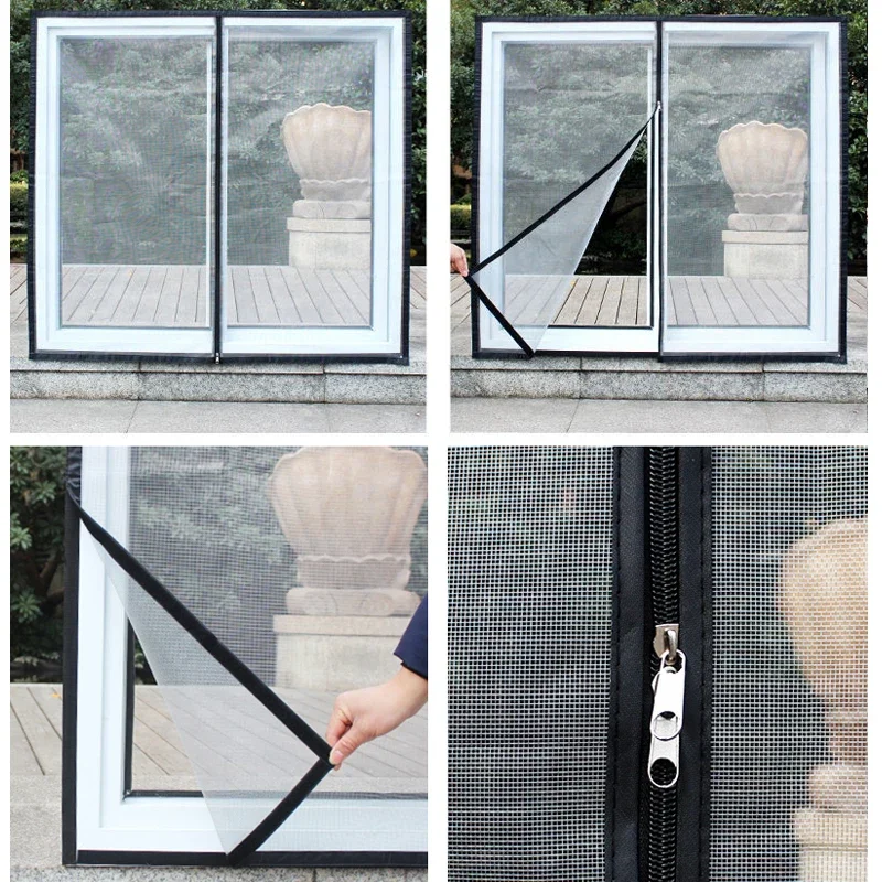 Self-adhesive zipper mosquito net anti-mosquito window screen DIY
